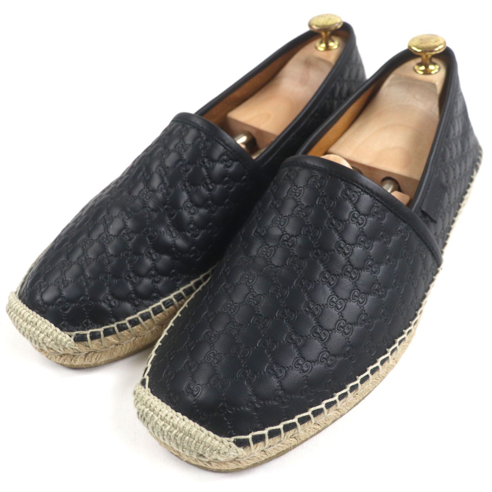 美品▽GUCCI グッチ 567112 エスパドリーユ マイクロGGシマ レザー 