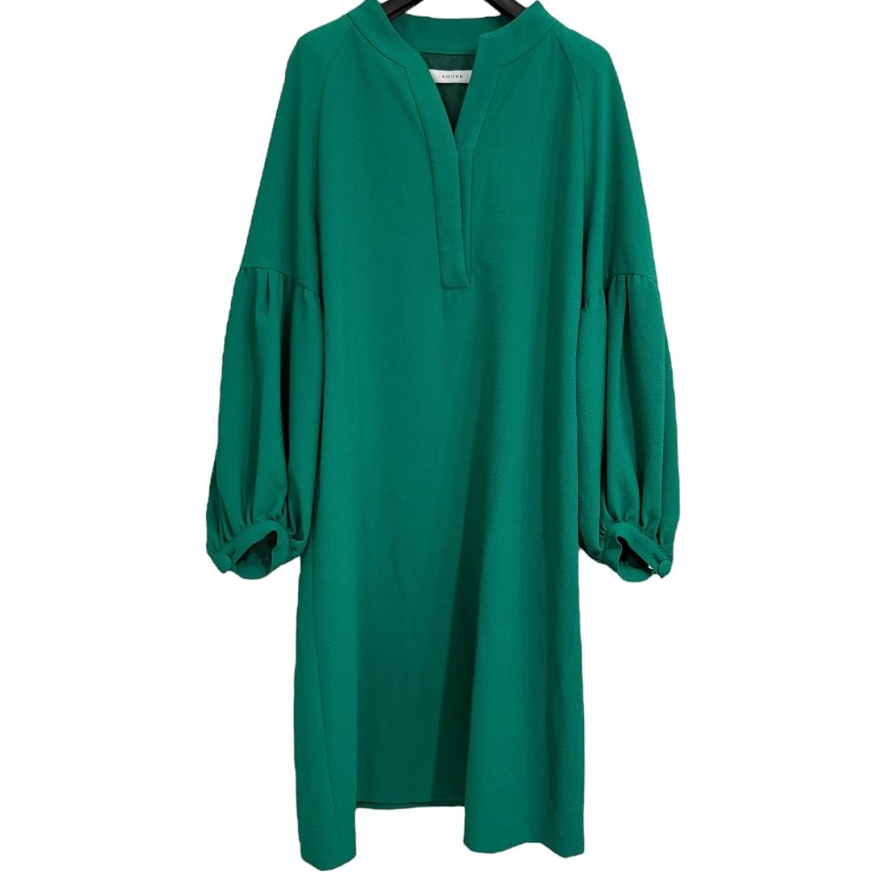 ADORE アドーア ライトアムンゼンワンピース 長袖 ミディドレス サイズ38 グリーン レディース 古着