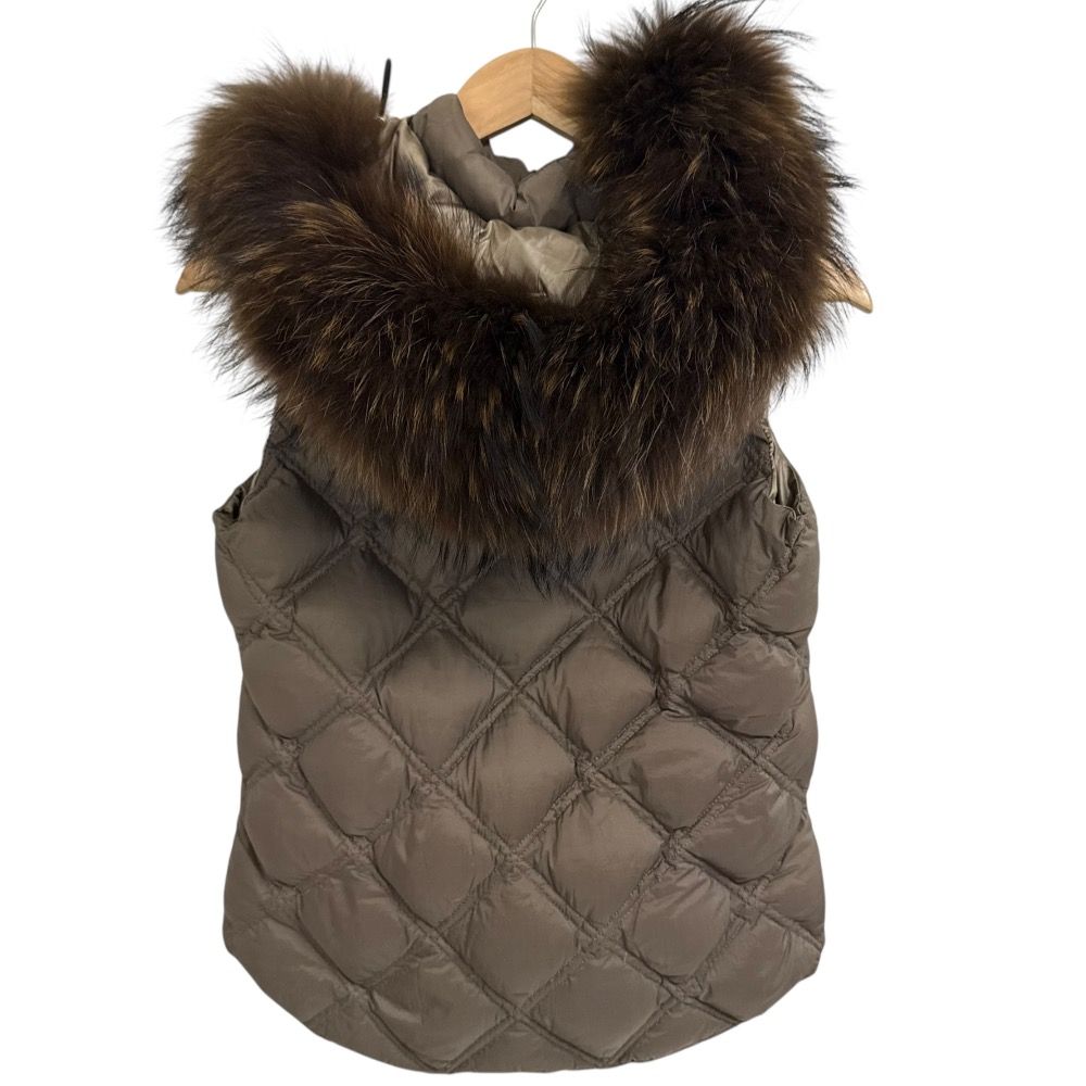 TATRAS タトラス ラクーンファー キルティング ダウンベスト サイズ01 ブラウン レディース 古着