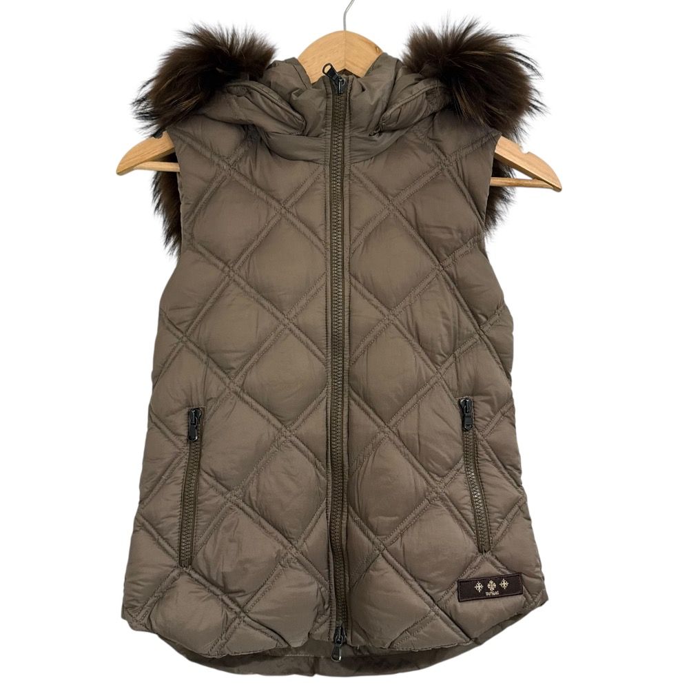 TATRAS タトラス ラクーンファー キルティング ダウンベスト サイズ01 ブラウン レディース 古着