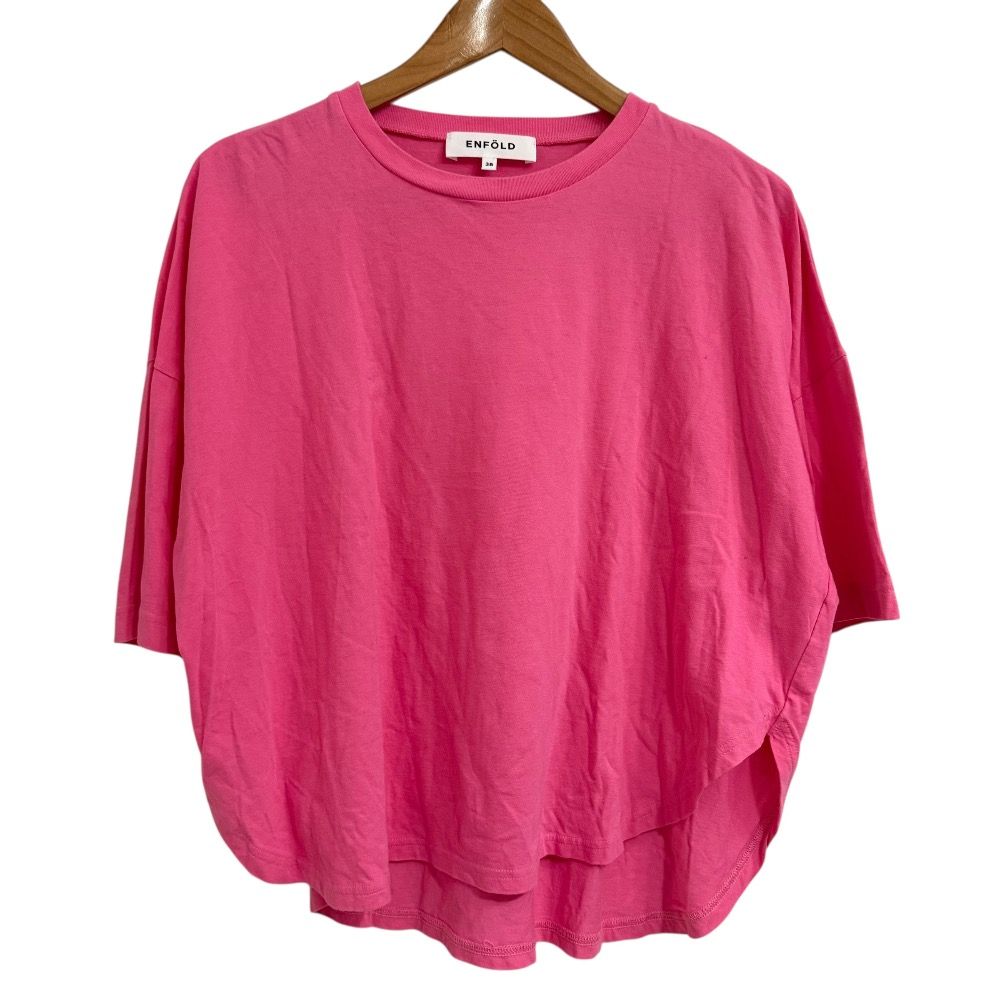 24SS ENFOLD エンフォルド LOOSE BOX T-SHIRT 半袖 クルーネック Tシャツ カットソー 38 ピンク レディース 古着