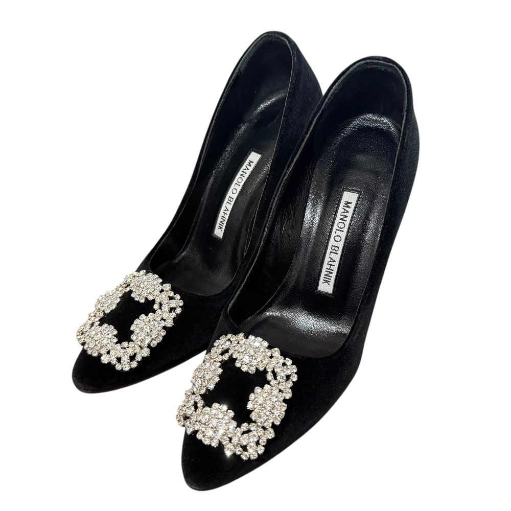 MANOLO BLAHNIK マノロブラニク ハンギシ ベルベット パンプス サイズ35 22 cm相当 ブラック レディース 古着
