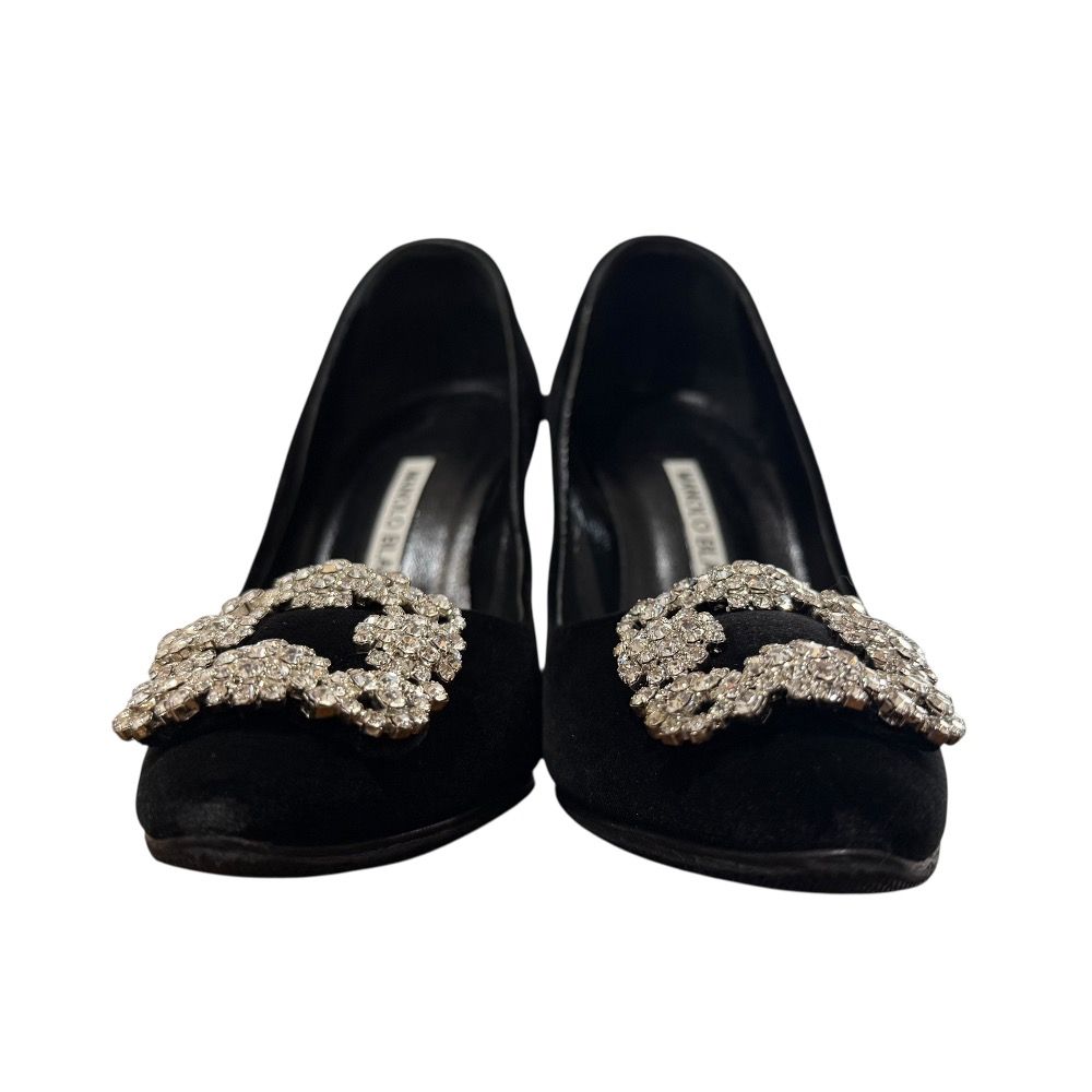 MANOLO BLAHNIK マノロブラニク ハンギシ ベルベット パンプス サイズ35 22 cm相当 ブラック レディース 古着