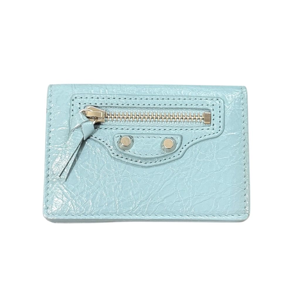 BALENCIAGA バレンシアガ クラシック ミニウォレット 三つ折り財布 コンパクトウォレット 477455 ブルーグレー メンズ レディース 古着