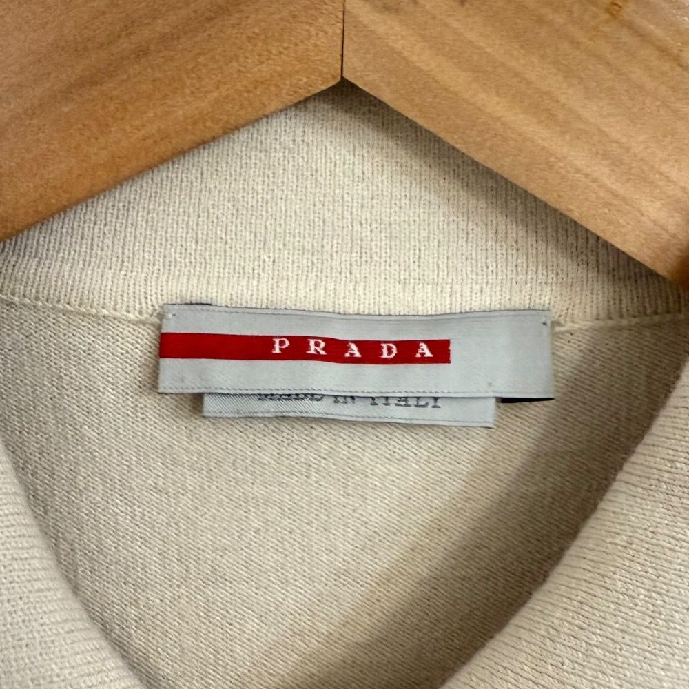  PRADA SPORT プラダスポーツ 半袖 タイト ニット ポロシャツ カットソー 38 ベージュ レディース 古着 半袖 ポロシャツ