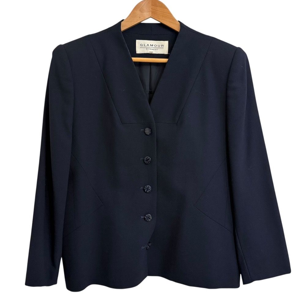 GIVENCHY ジバンシー ヴィンテージ ジャケット スカート フォーマルセットアップ 44 ネイビー レディース 古着