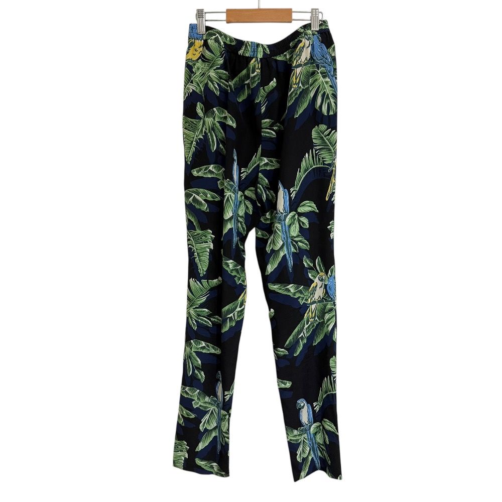 STELLA McCARTNEY ステラマッカートニー ボタニカル柄 シルク100％ イージーパンツ 38 ブラック×グリーン レディース 古着