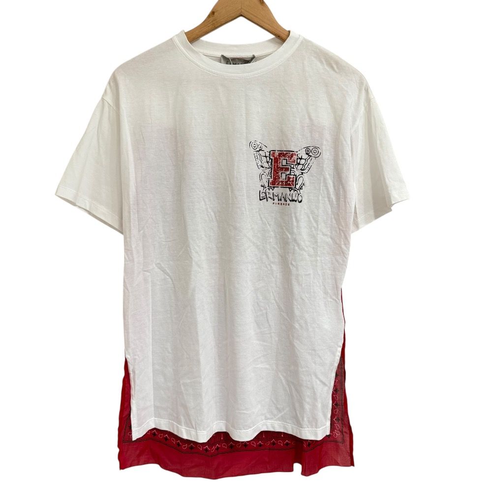 22SS ERMANNO FIRENZE エルマノフィレンツェ エルマンノシェルヴィーノ ペイズリー柄 半袖 ドッキング Tシャツ 40 ホワイト レディース 古着