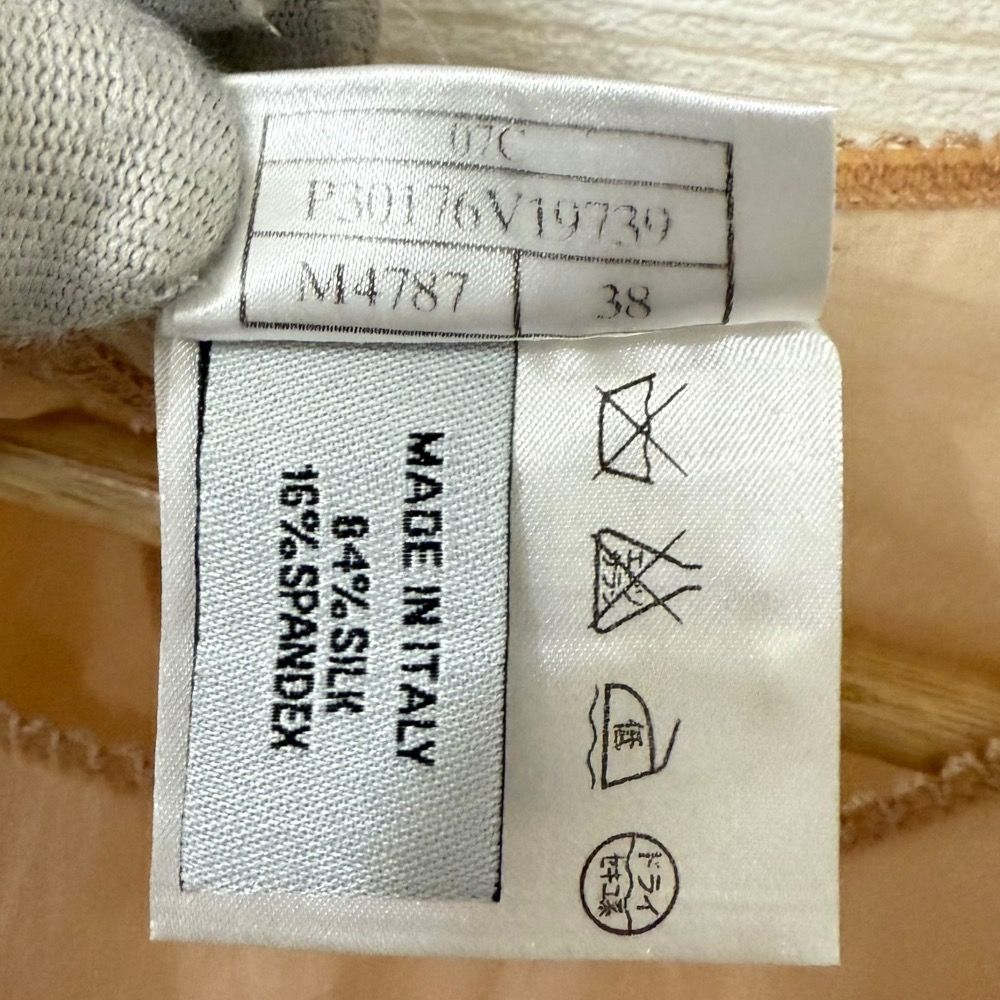 価値がある 07C CHANEL シャネル シルクブレンド ノースリーブ シアーブラウス カットソー 38 ベージュ レディース 古着 全国送料無料!