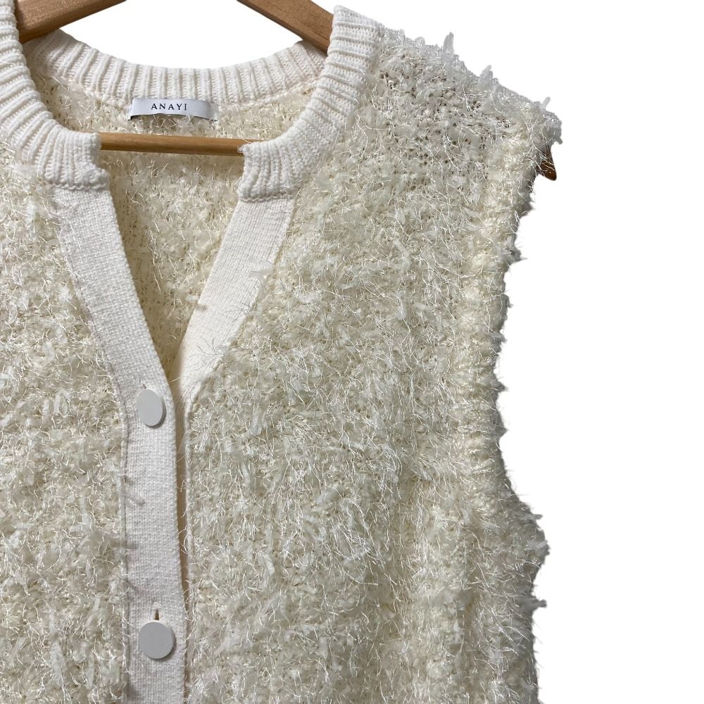 24AW ANAYI アナイ ペーパーフェザーモールジレ ベスト サイズ38 オフホワイト レディース 古着