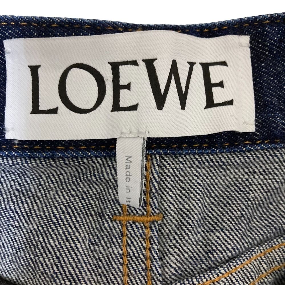 美品 LOEWE ロエベ ハイライズ ワイドレッグ カーゴデニムパンツ 