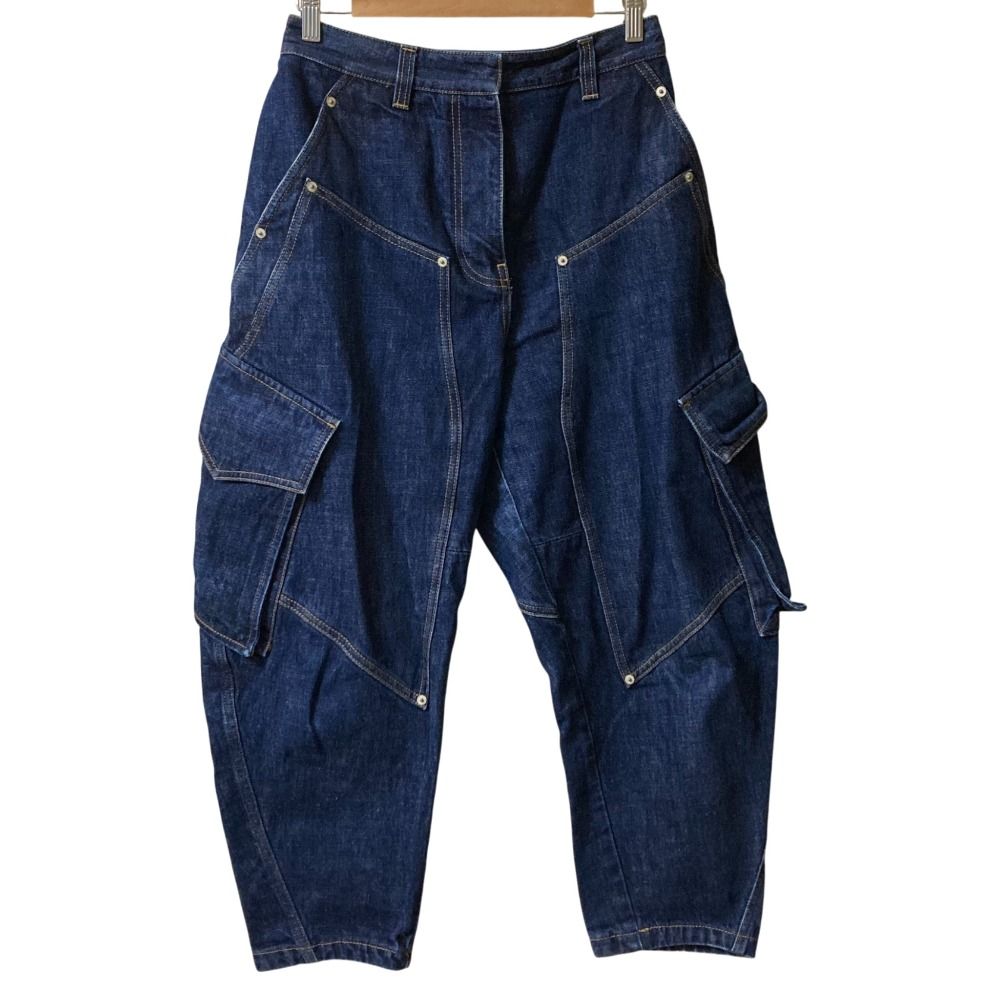 LOEWE ロエベ ハイライズ ワイドレッグ カーゴデニムパンツ S540Y11X38 サイズ36 インディゴ レディース 古着