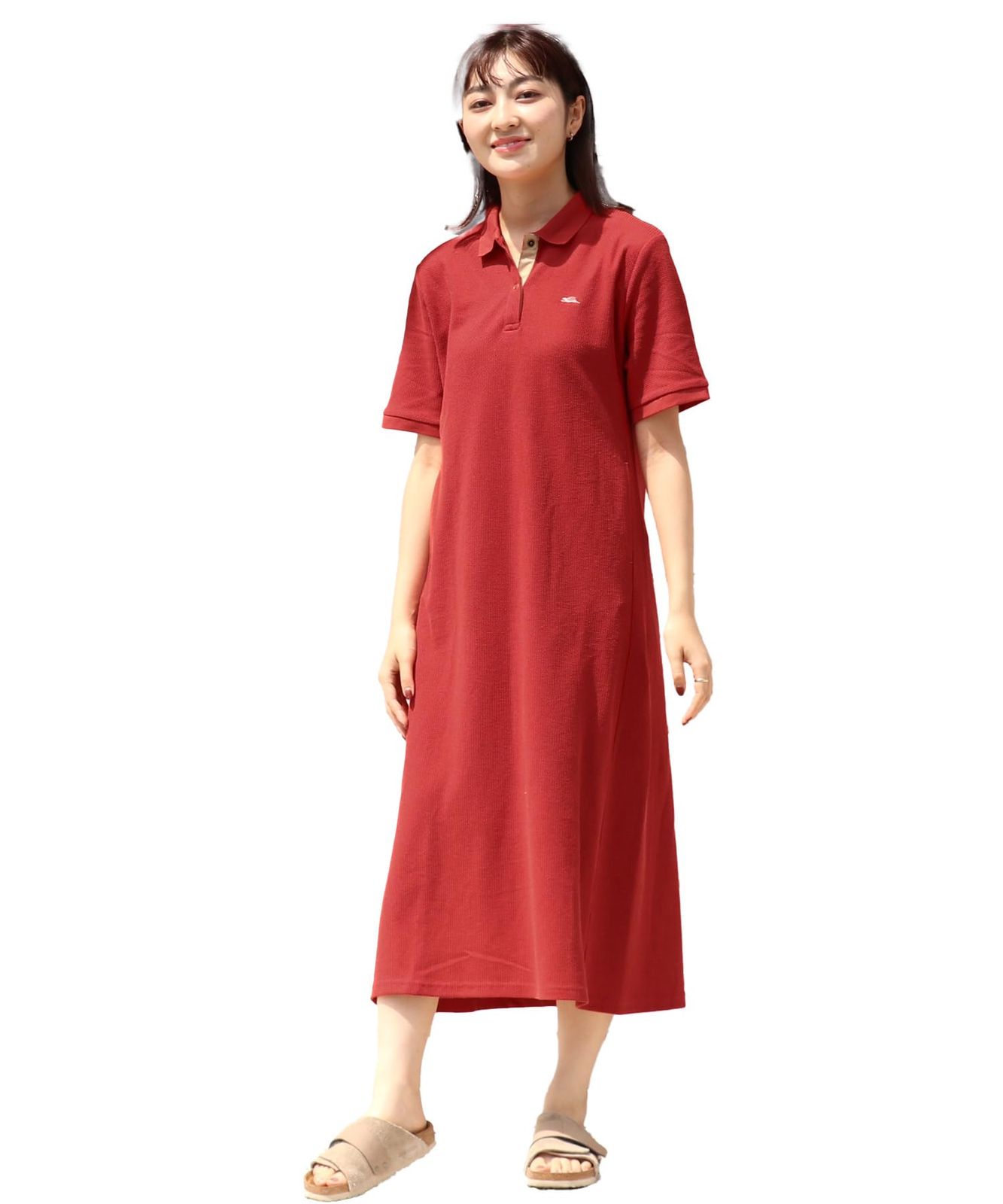 クリフメイヤー 冷感 リンクス カノコ ポロ ワンピ レディース LARGE レッド