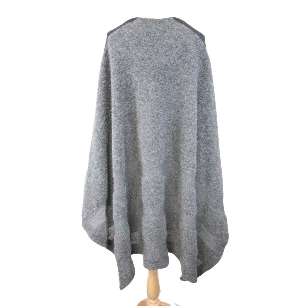 人気ブランドも送料無料！ bajra バジュラ ウール ポンチョ ニット プルオーバー オーバーサイズ チュニック Vネック 0 グレー チャコール レディース 古着