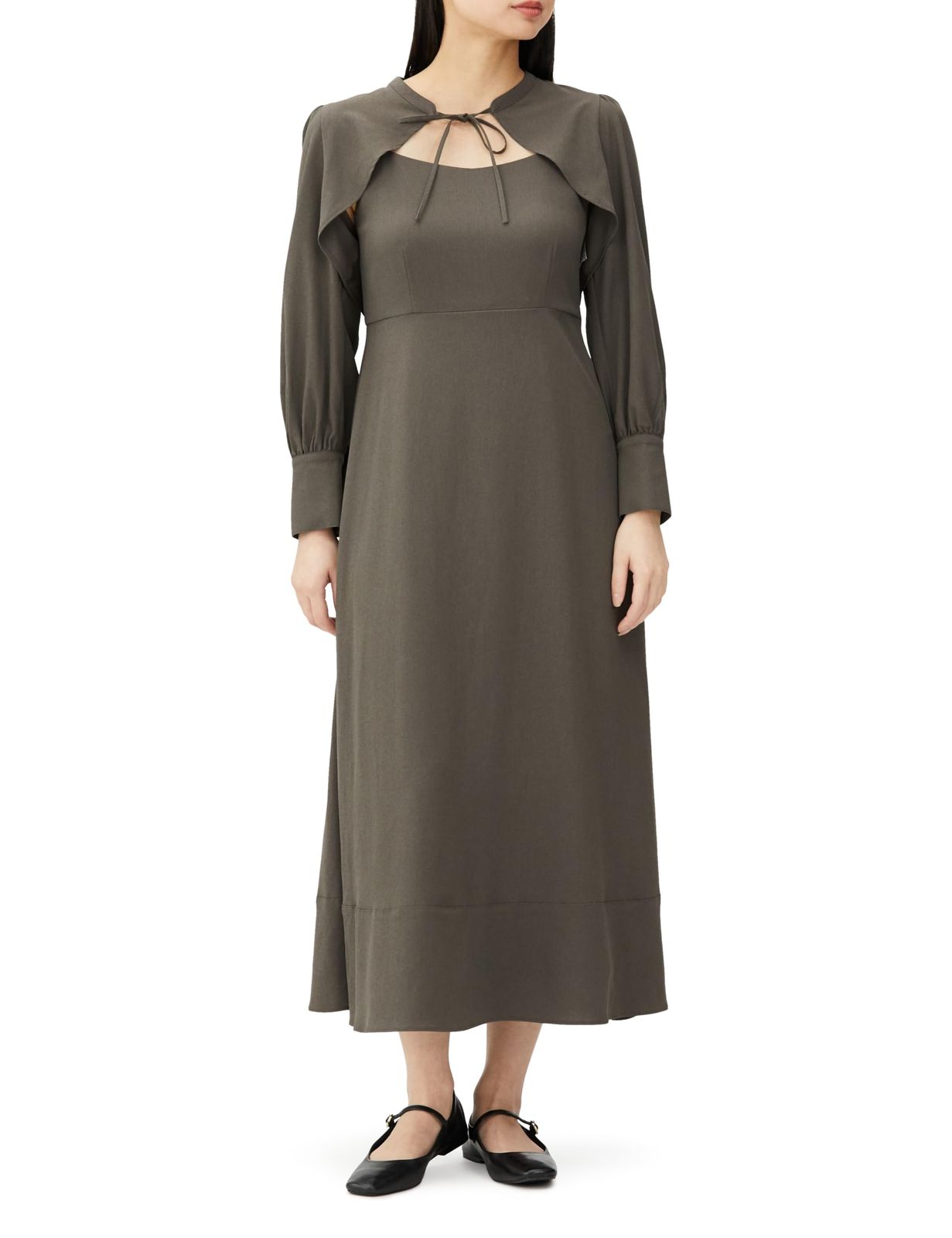 ナチュラルビューティーベーシック カジュアルドレス ボレロ＆キャミワンピース レディース モカチャコール