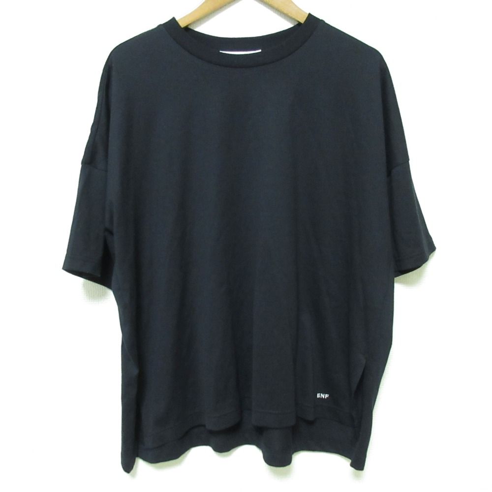 25SS ENFOLD エンフォルド SUPIMA JERSEY SLIT BIG T-SHIRT Tシャツ 300IS680-2941 サイズ38 ネイビー レディース 古着