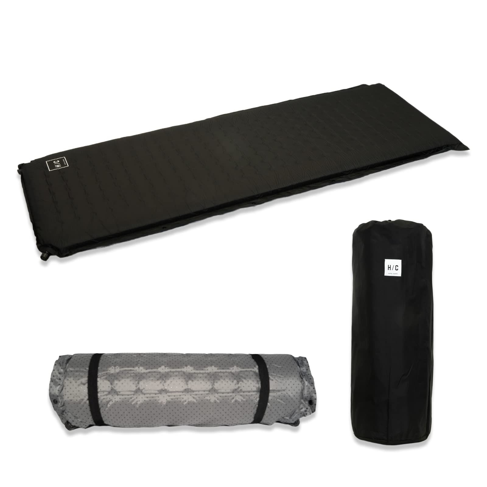 美品　HOTEL CAMPS インフレーターマット　キャンプ　ブラック　8cm 楽天市場】インフレーターマット キャンプマット HOTEL CAMPS ｜ホテル