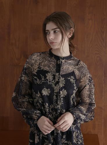 レースプリントロングワンピース