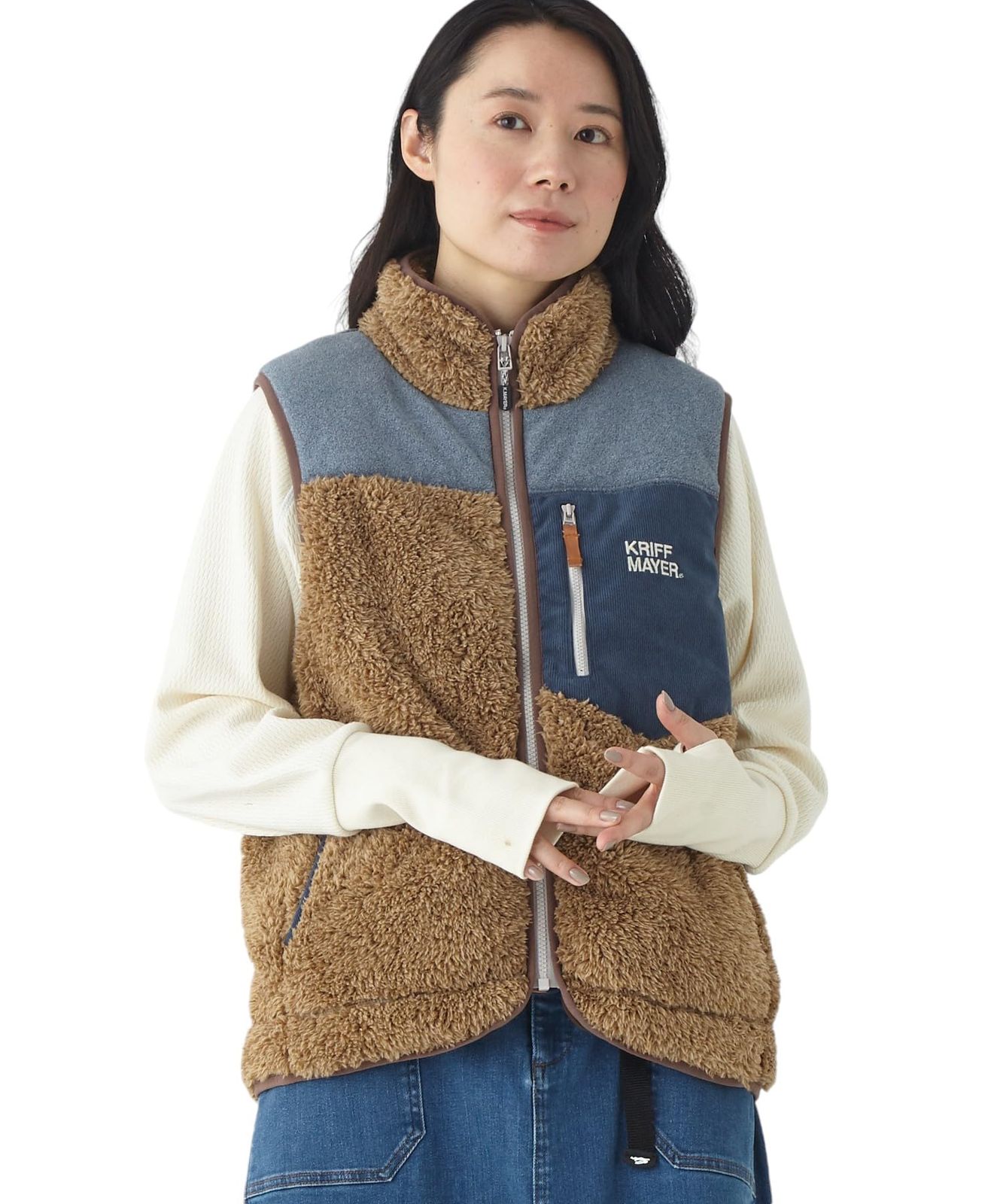 クリフメイヤー シャギー ボア ベスト レディース LARGE ベージュ