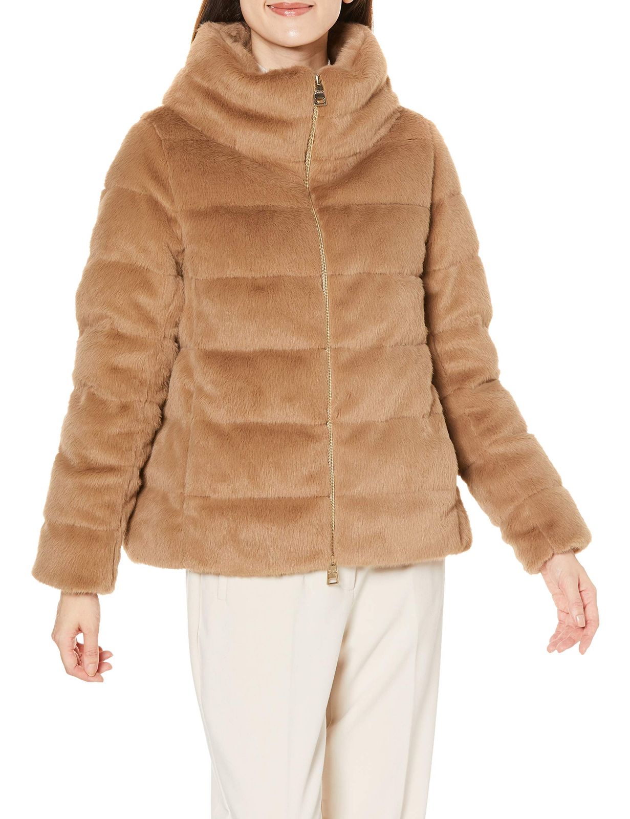 ヘルノ 公式 エコファー スタンド 型ダウン入りショートブルゾン MAINライン PI1166D 2155 CAMEL レディース キャメル EU 40 日本サイズ7 号相当