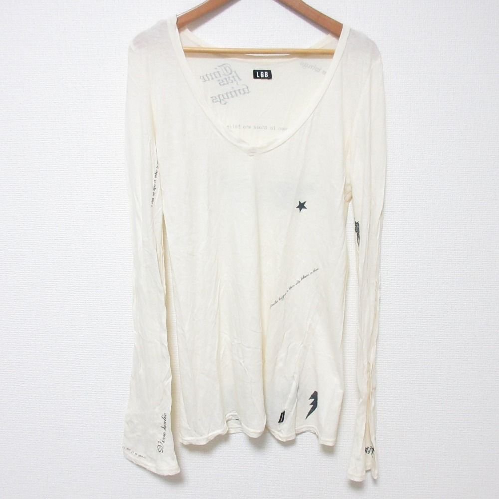 L.G.B. ルグランブルー MESSAGE ロングスリーブ カットソー サイズ1 アイボリー メンズ レディース 古着