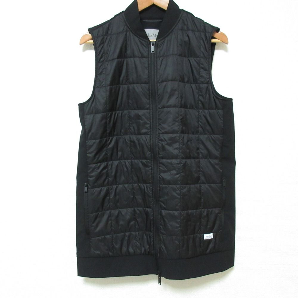 Max Mara LEISURE マックスマーラ LUXEPAD スクエアキルト ロングジレ ベスト サイズ42 ブラック レディース 古着