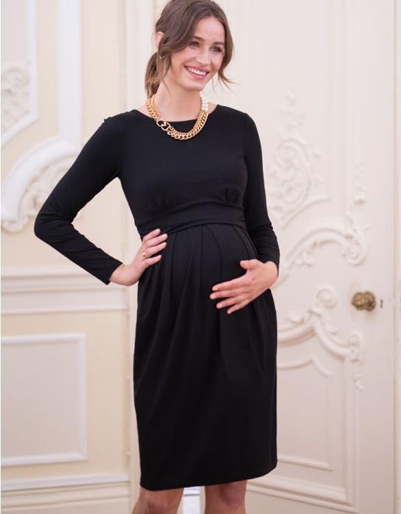 セラフィン ビジネスカジュアルドレス 授乳対応マタニティワンピース PEACHEY LS レディース ブラック