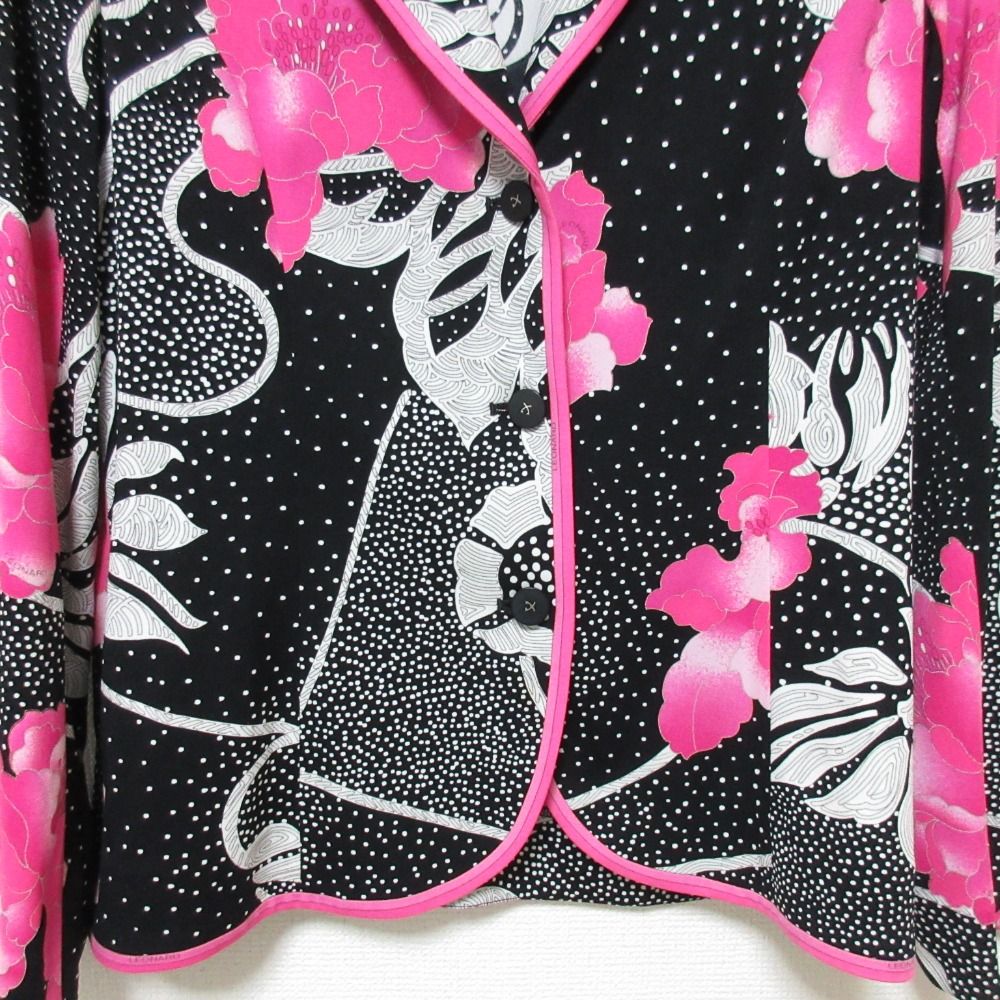 美品 LEONARD レオナール フラワープリント カンカンストレッチ