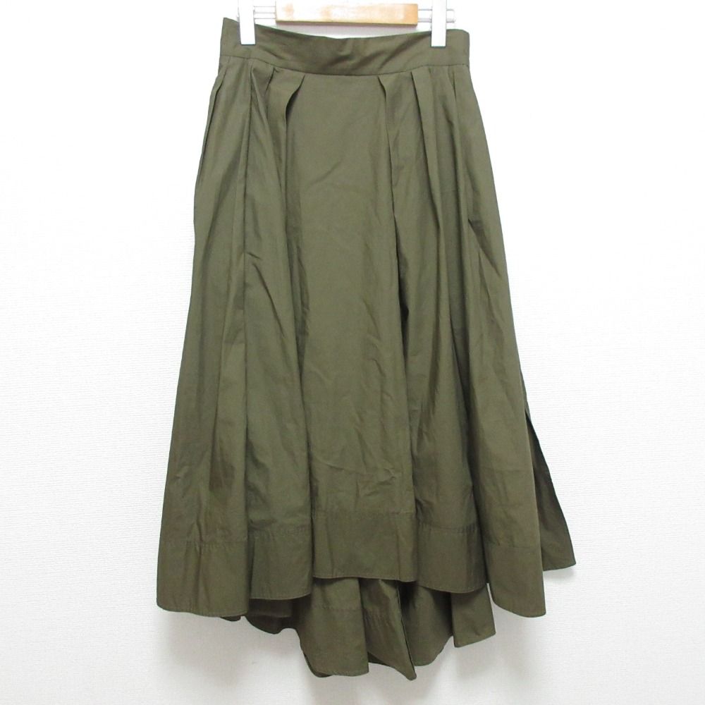 MADISON BLUE マディソンブルー タックボリュームスカート サイズ02 カーキ レディース 古着