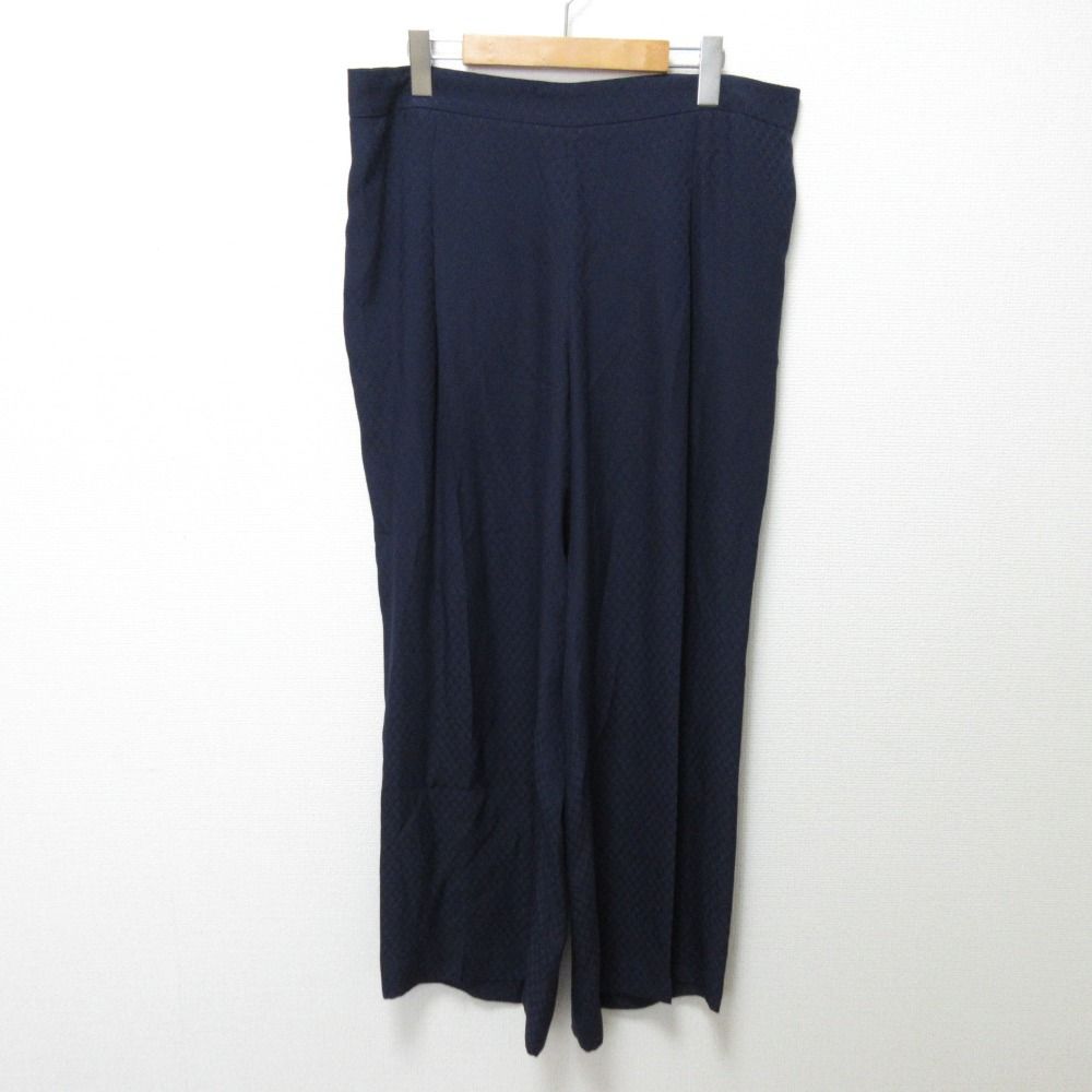 CAROLINA HERRERA キャロリーナヘレラ ブラウス ワイドパンツ セットアップ サイズL ネイビー レディース 古着 GINKGOPHARMACY_COM