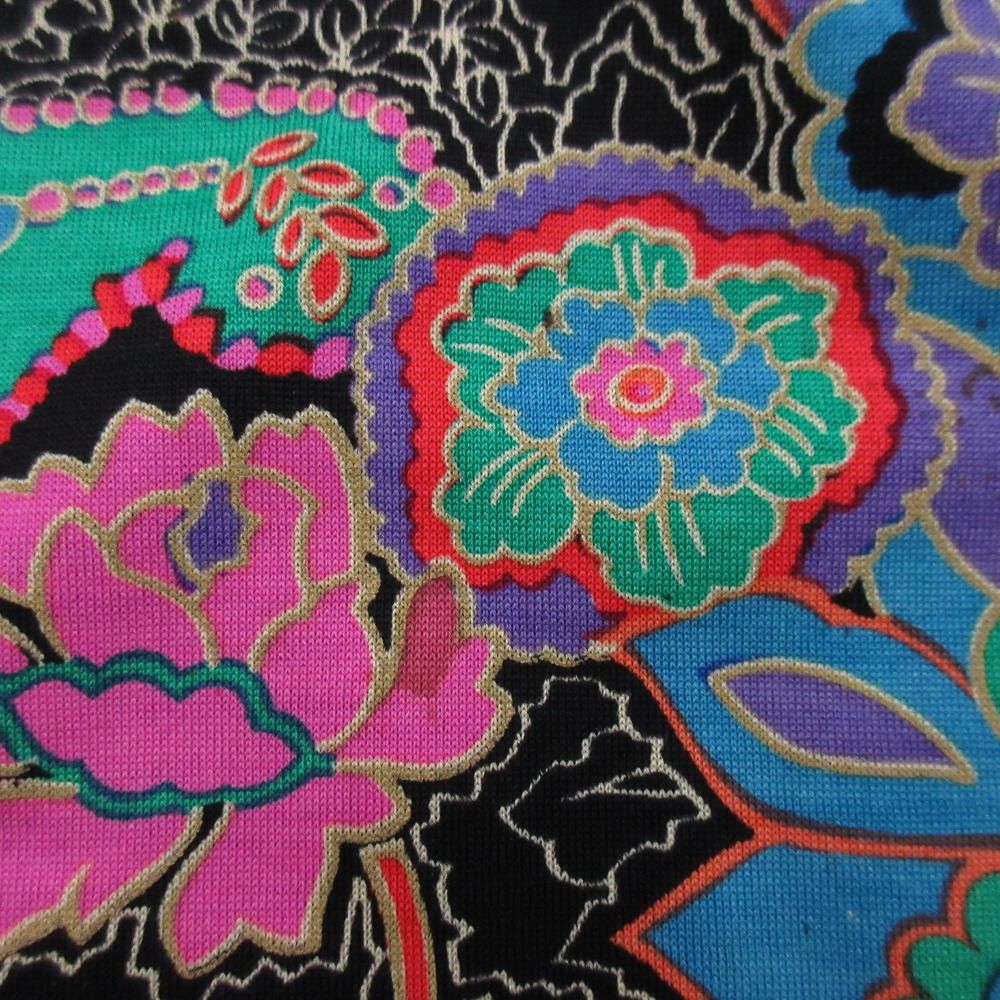  LEONARD レオナール ウール ペイズリー フラワープリント ロングスリーブ カットソー サイズL マルチ レディース 古着 長袖 Tシャツ カットソー