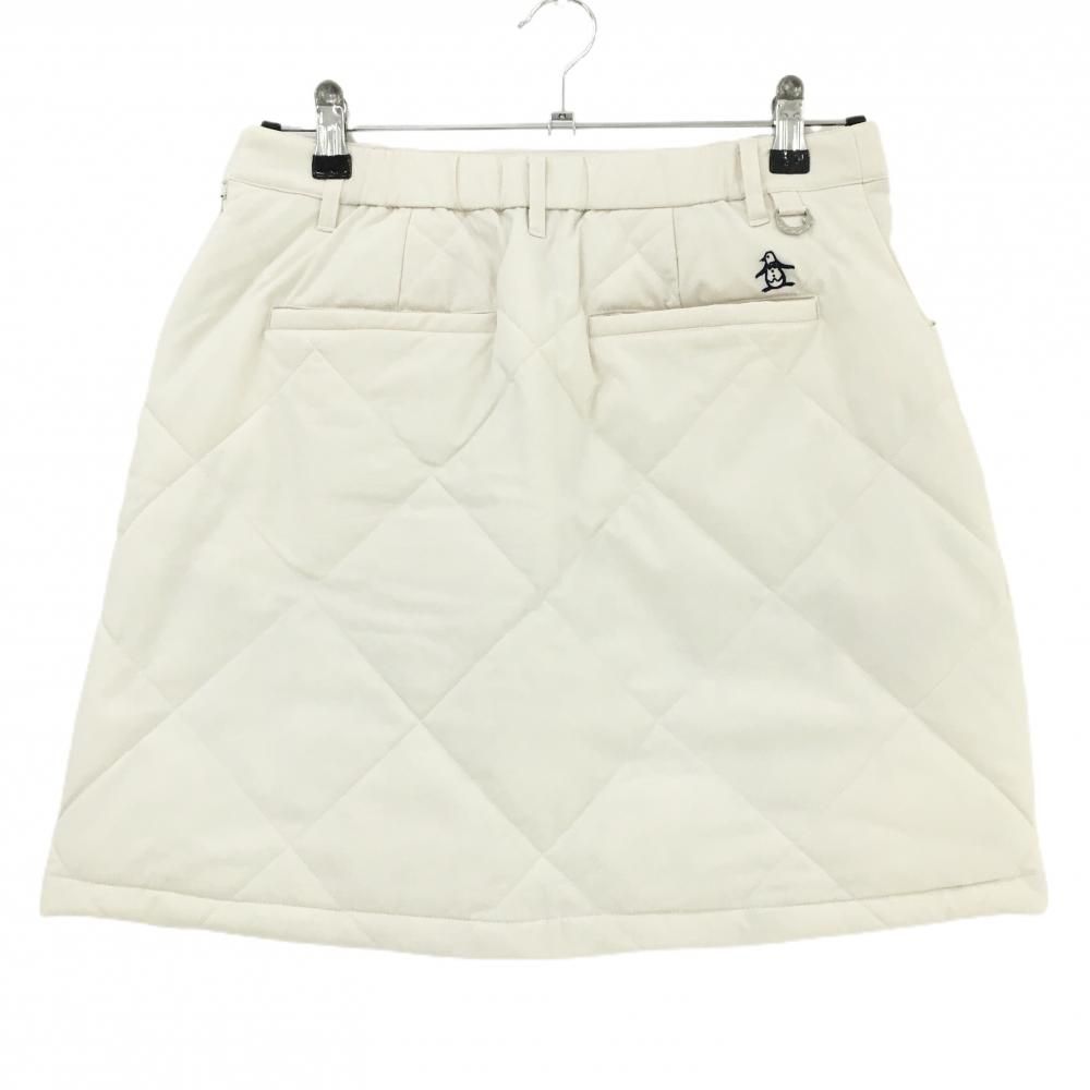 超 マンシングウェア 中綿スカート アイボリー キルティング 後ろロゴ レディース L ゴルフウェア モデル Munsingwear