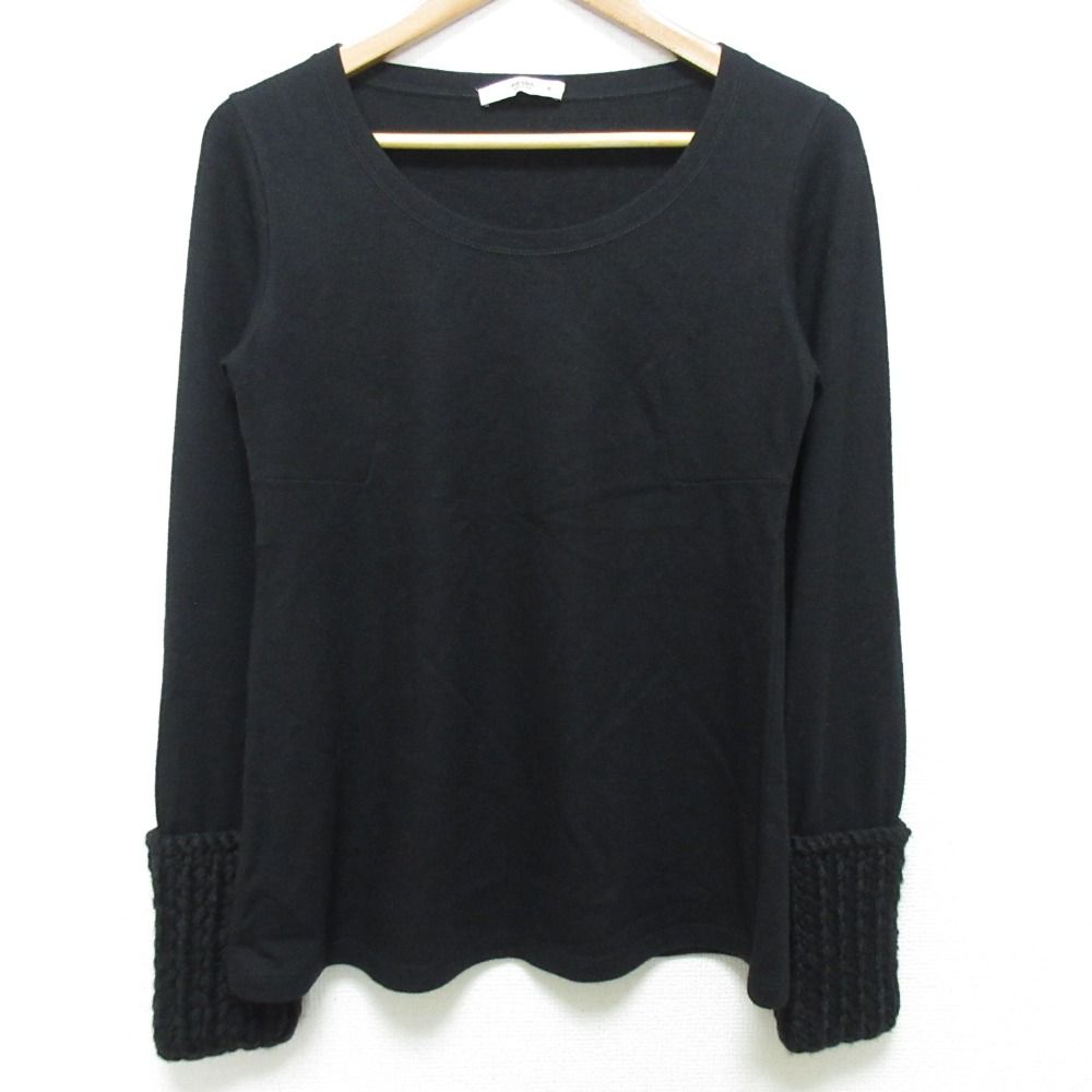PRADA プラダ カシミヤブレンド 袖ニット カットソー サイズS ブラック レディース 古着