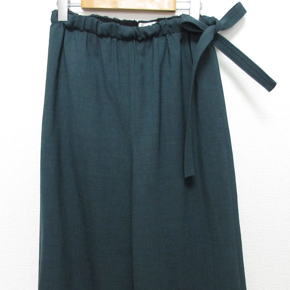  25 SS TB .B トゥモローランド ウールトロ ドローストリングパンツ サイズ34 カーキ レディース 古着 ワイドパンツ イージーパンツ パンツ