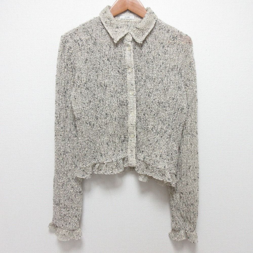 CLANE クラネ MIX MESH GATHER SHIRT ミックスメッシュ ギャザーシャツ 19122-4332 サイズ2 オフホワイト レディース 古着