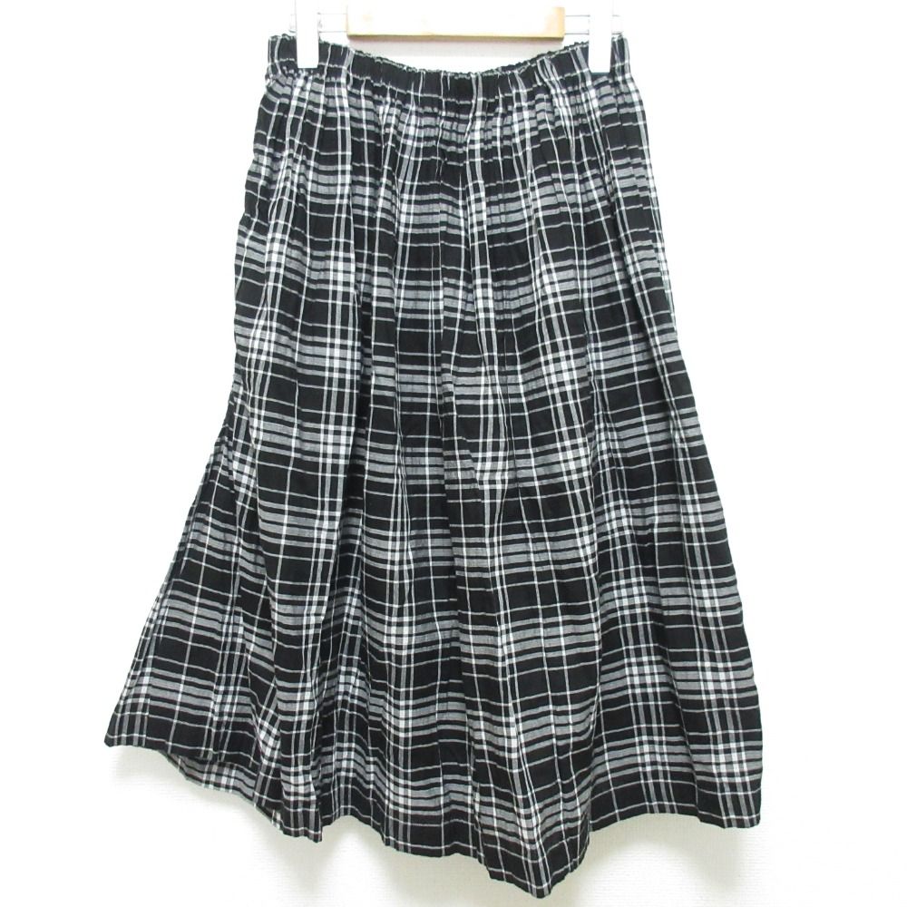 Y s ワイズ ヨウジヤマモト チェック ギャザースカート YT-S24-029 サイズ1 ブラック レディース 古着
