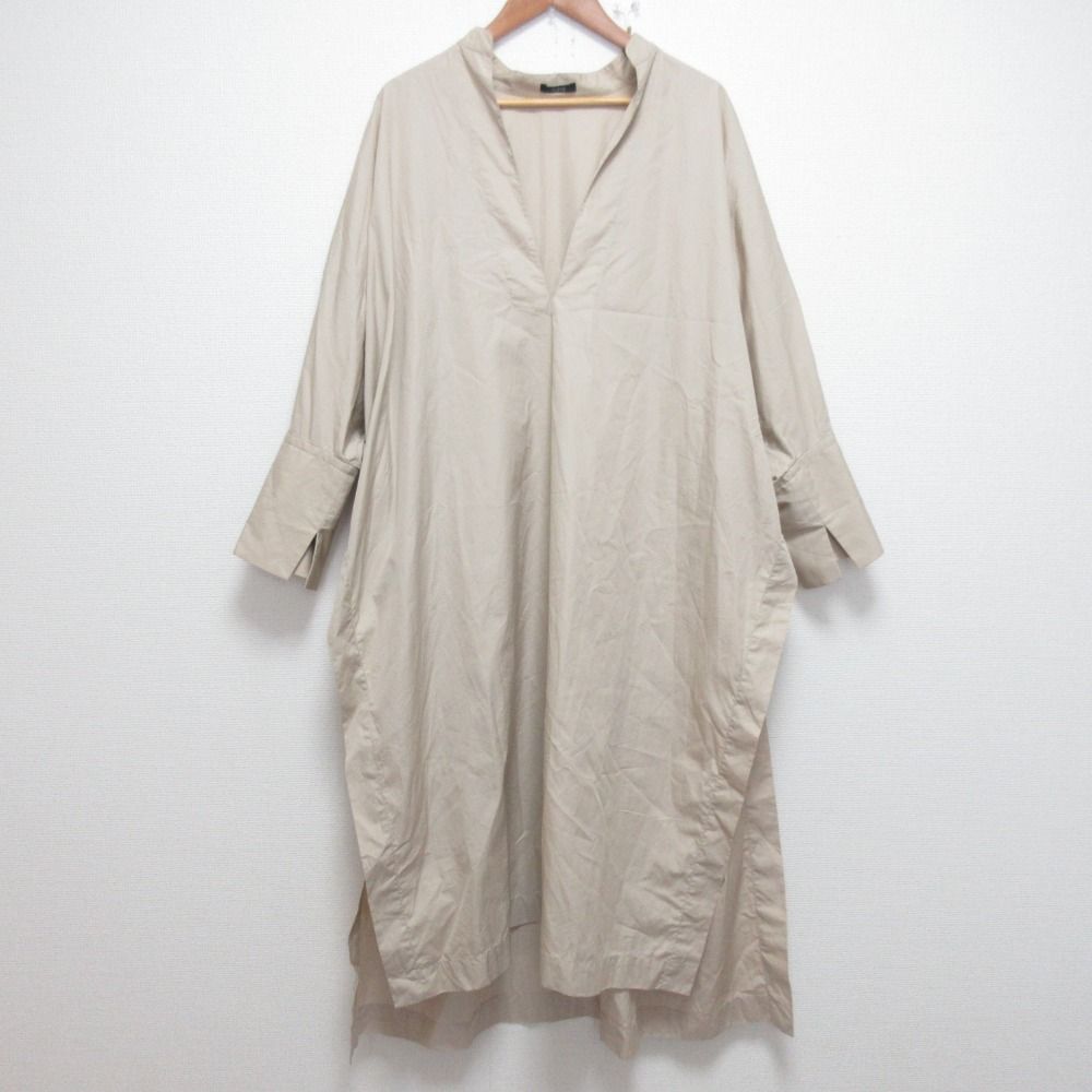YLEVE イレーヴ 24SS スキッパー ロング シャツワンピース サイズ1 ベージュ レディース 古着