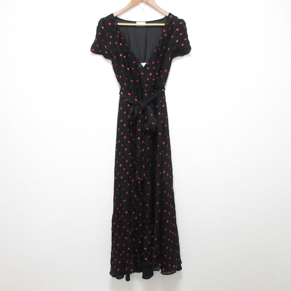 RED レッドヴァレンティノ ハート シアーフ ドレス ワンピース サイズ38 ブラック レッド レディース 古着