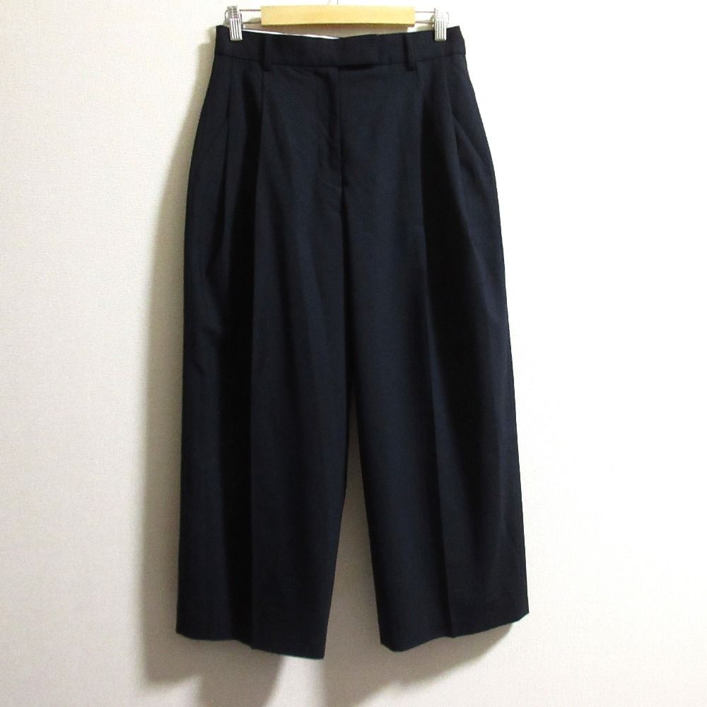 ETRE TOKYO エトレトウキョウ モデル ウエストアジャスタブル タックワイドパンツ 1223521084 サイズS ネイビー レディース 古着