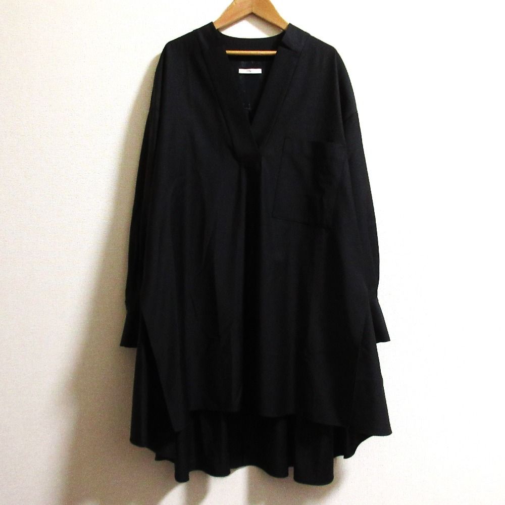 22 AW LE PHIL ルフィル ドライウールブラウス チュニック サイズF ブラック レディース 古着
