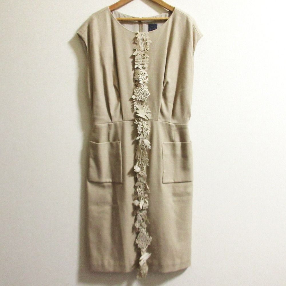 mina perhonen ミナペルホネン forest parade シルクカシミヤブレンド ノースリーブ レースワンピース na3582 サイズ36 ベージュ レディース 古着