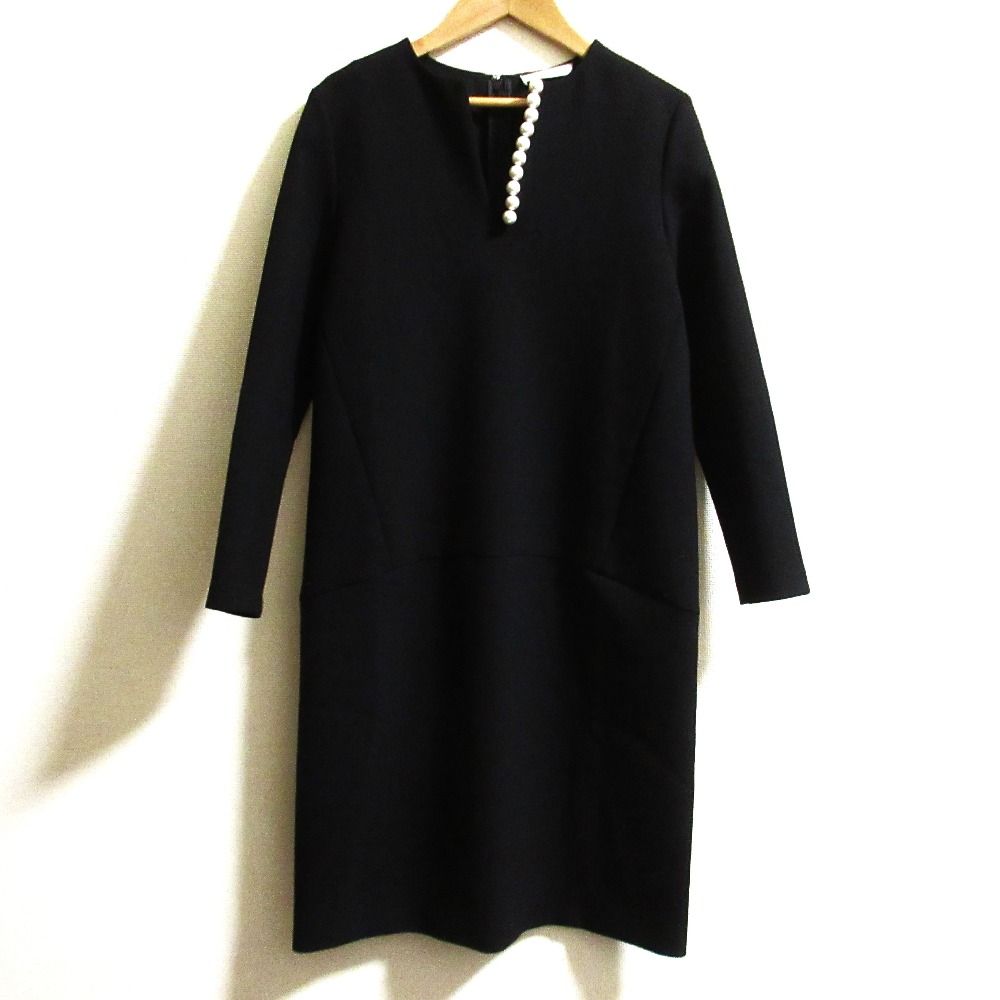 YOKO CHAN ヨーコチャン パールスリットネック ワンピース YCD-320-661 サイズ36 ブラック レディース 古着