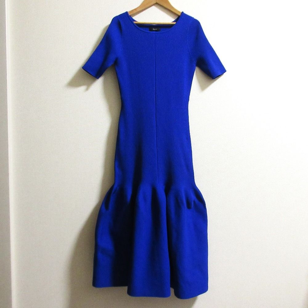 25SS allureville アルアバイル ニットマーメイドワンピース サイズ2 ブルー レディース 古着