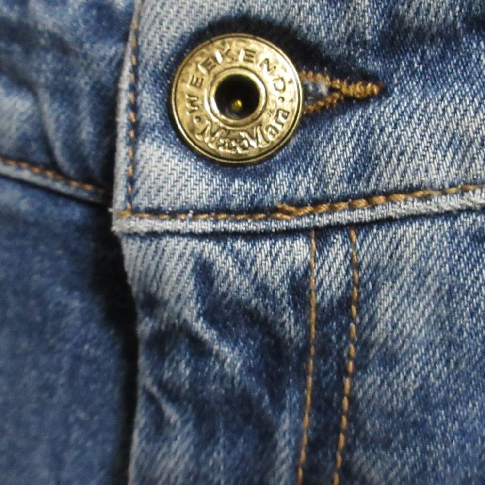 Weekend Max Mara マックスマーラウィークエンド 裾フリンジ ワイドデニムパンツ サイズ36 ブルー レディース 古着