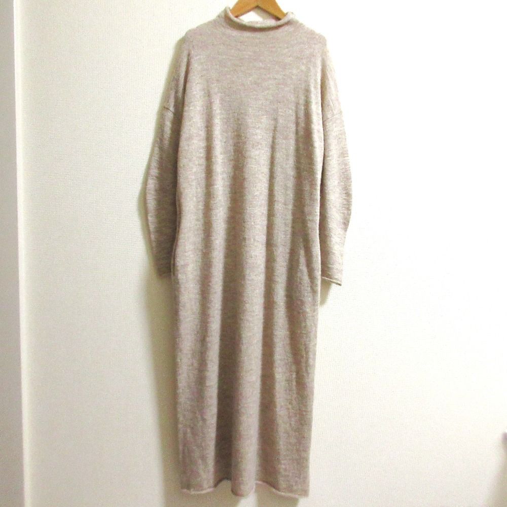 23AW MUSE de Deuxieme Classe ミューズ ドゥーズィエムクラス ベビーアルパカMix ニットワンピース サイズ36 ベージュ レディース 古着