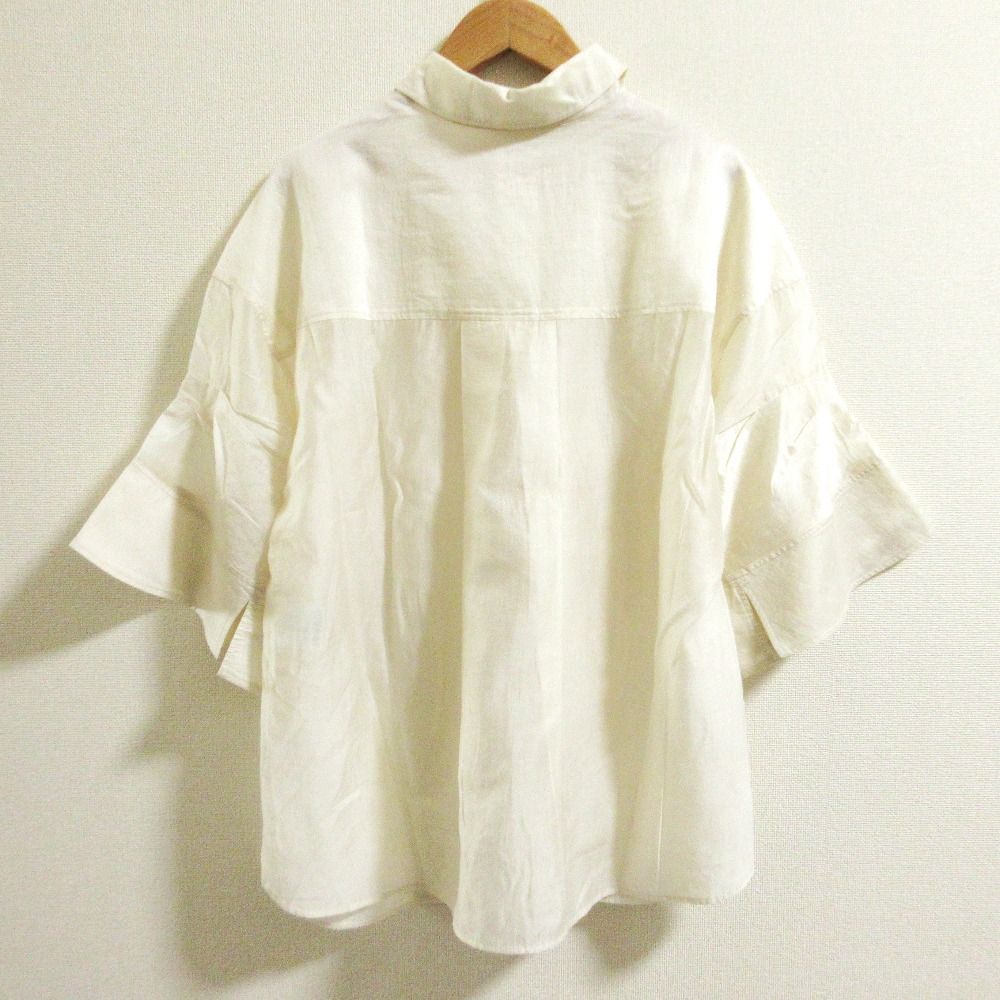 25SS theory luxe セオリーリュクス TORI MADDOX SHIRT シアーシャツ ブラウス サイズ38 ライトベージュ レディース 古着 GINKGOPHARMACY_COM