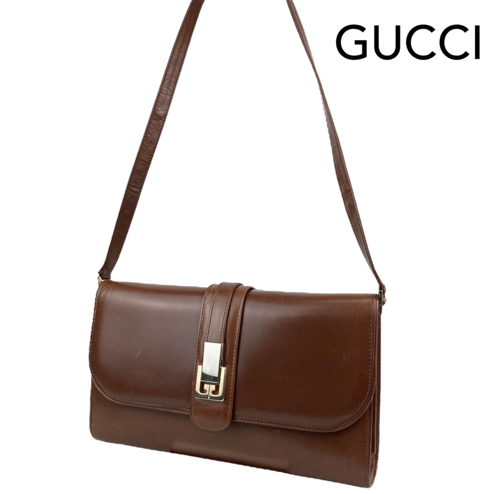 GUCCI グッチ サッチェル レザー ショルダーバッグ クラッチバッグ