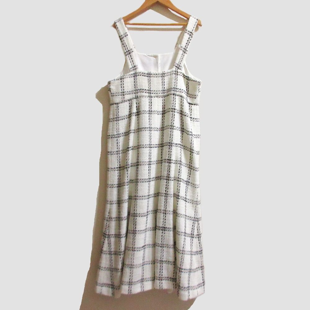 24 SS GRACE CLASS グレースクラス グレースコンチネンタル チェック ツイード ジャンパースカート サイズ38 ホワイト レディース 古着