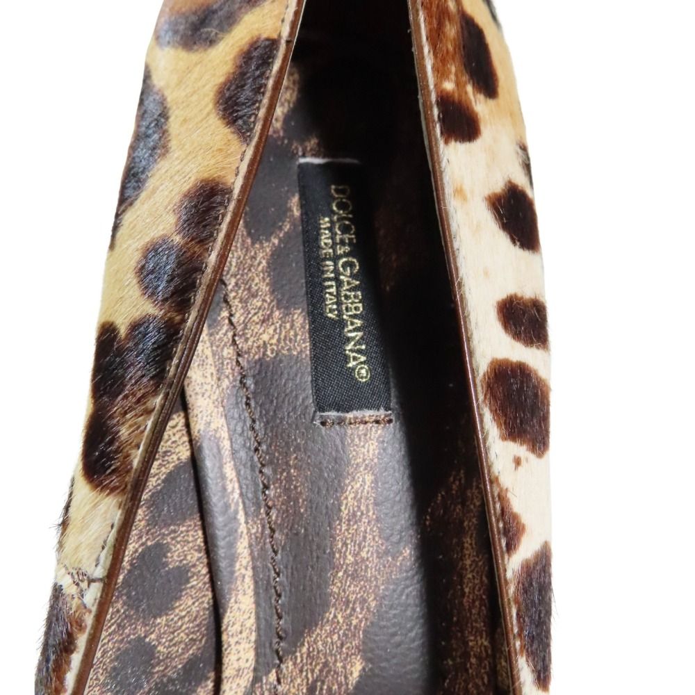  DOLCE-GABBANA ドルチェアンドガッパーナ レザー パンプス ハイヒール レオパード ポインテッドトゥ 革靴 シューズ 37 レディース 古着 ハイヒール パンプス パンプス