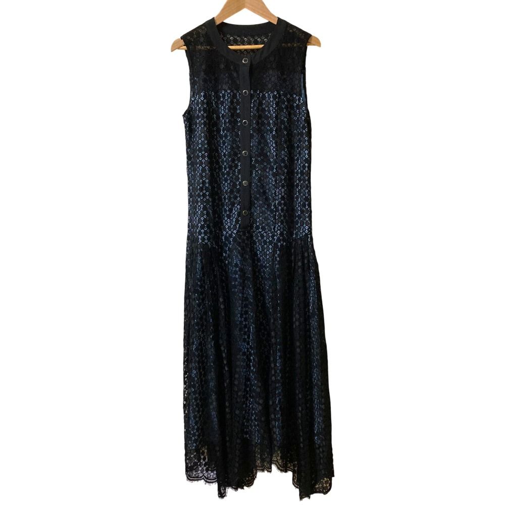 23SS Diagram ダイアグラム グレースコンチネンタル ダイヤレースワンピース サイズ36 ブラック レディース 古着